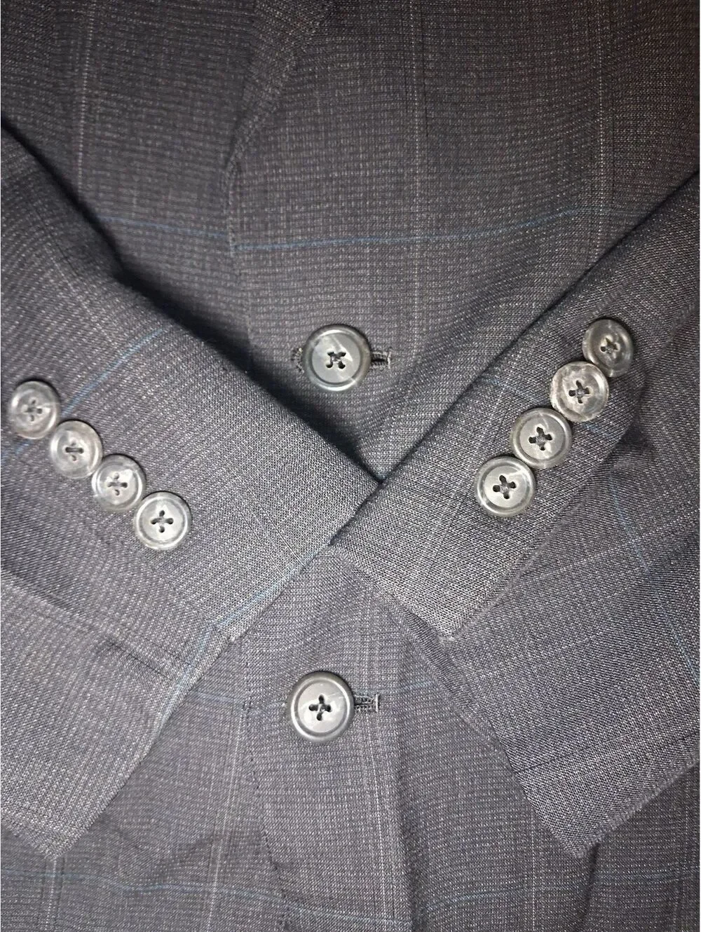 Hart Schaffner Marx 2 PC Suit 40L 30x32 Gray Virgin Wool